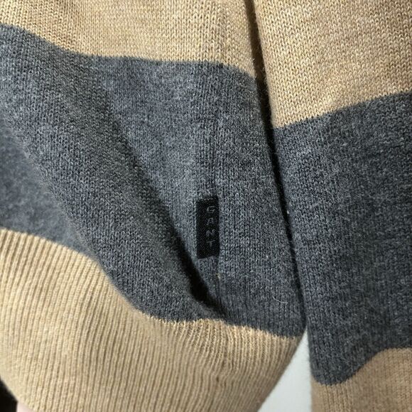 GANT Cotton Cashmere V-Neck Pullover Sweater Jumper Tan Gray Stripe Men's Large - Picture 4 of 7